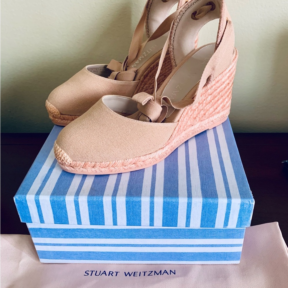 Stuart Weitzman Tan Wedge Espadrilles